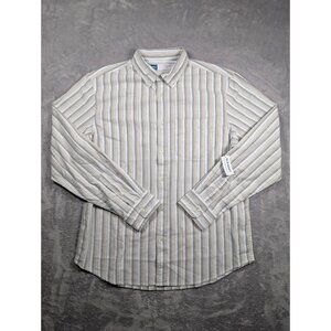 Old Navy Everyday Shirt Mens Large Striped Regular Fit Built In Flex Business